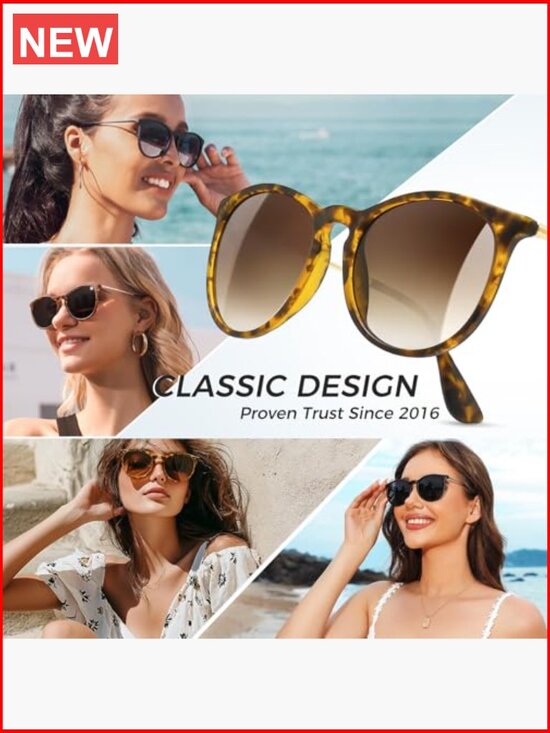 Premium Vintage Round Sunglasses UV400 Polarized Lightweight Non Slip